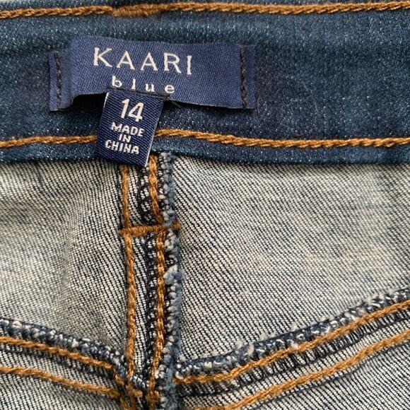 Kaari Blue Jeans Button Fly High Rise Frayed Hem Skinny Ankle Jeans Size 14 NEW - Picture 2 of 14